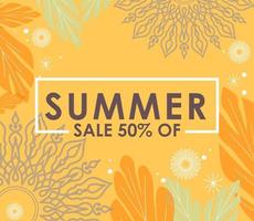 summer sales promotion media vector background with floral and ornament elements suitable for social media posts poster and web banner design internet advertising