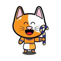 Cute Cat Cartoon character with Egyptian Myth Outfit vector