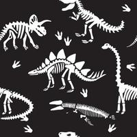 Dinosaurs skeleton seamless pattern background vector