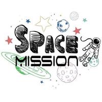 Space mission typography icon print vector