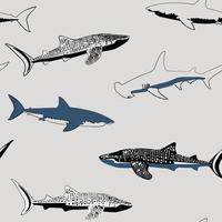 Fondo de patrones sin fisuras de repetición de tiburones vector