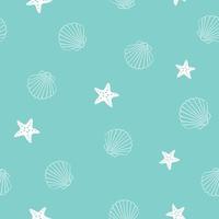 Star fish and shell seamless pattern vector