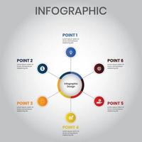 Diseño de infografías de negocios de 6 puntos. vector