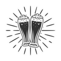 ilustración de vaso de cerveza en blanco y negro
