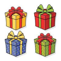 Vector illustration of various holiday gift boxes