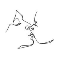 Continuous line drawing mother kisses baby vector