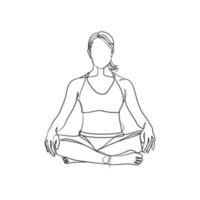 chica de yoga dibujo de línea continua diseño minimalista vector