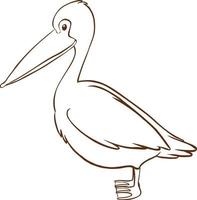 Pelican in doodle simple style on white background vector