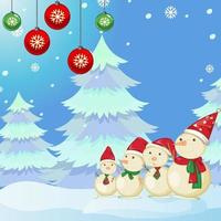 Christmas poster design with snowman family