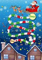 Snake and ladders game template with Christmas theme vector