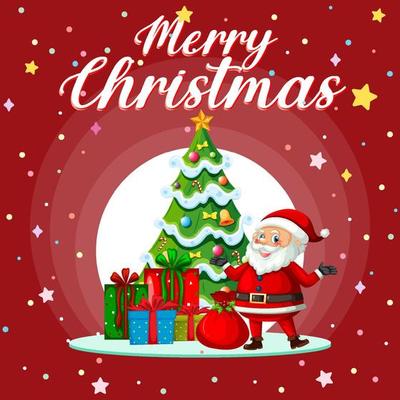 Merry Christmas poster design with Santa Claus cartoon character