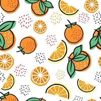 Abstract Orange Fruit Seamless Pattern Texture With Leaf vector