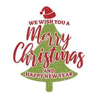 Merry christmas and happy new year lettering background vector