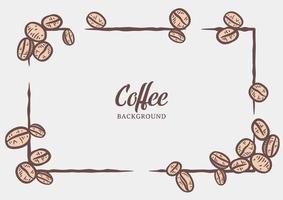 Hand drawn background with coffee beans vector