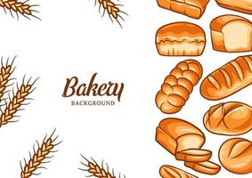 Bakery background with colorful bread vector illustration