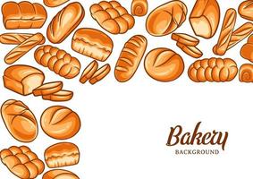 Bakery background with colorful bread vector illustration