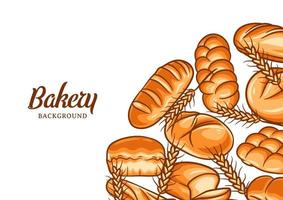 Bakery background with colorful bread vector illustration