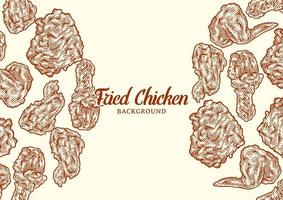 Crispy fried chicken background template vector