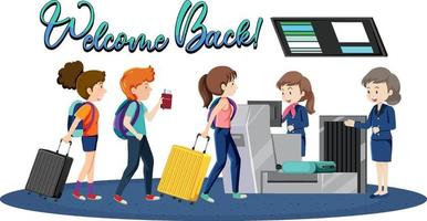 Welcome Back typography design with passengers vector