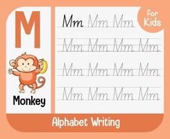 Alphabet tracing worksheet with letter and vocabulary vector