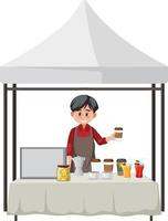 Man selling drink under the tent vector