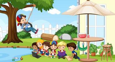 Scene with children in the park vector