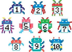 Set of pixel game numbers isolated vector