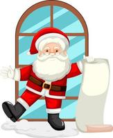 Happy Santa with long list by the window vector