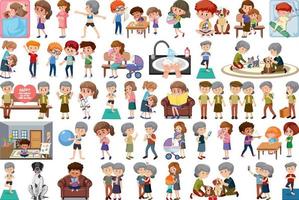 Set of different activities people in cartoon style vector