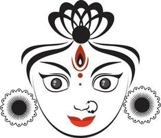 cara de diosa india sobre fondo blanco vector