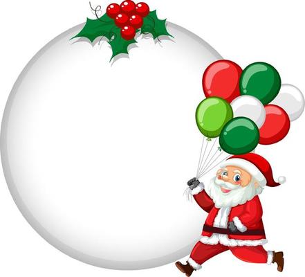 Empty banner in Christmas theme with Santa Claus holding balloon