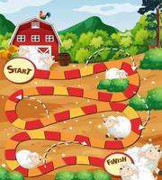 Snake ladder game template with farm theme vector