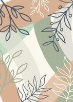 Organic Abstract Minimalist Pastel Background With Leaves vector