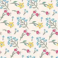 Abstract Floral Seamless Pattern With Leaves vector