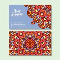 Vintage business card with mandala design template vector