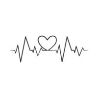 Continuous line drawing of heartbeat monitor pulse, Heart rate vector