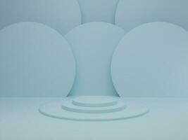 escena mínima con podio sobre fondo azul pastel. forma geometrica. escena abstracta con formas geométricas. representación 3d
