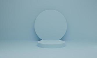 Minimal scene with podium on blue pastel background. Geometric shape. Abstract scene with geometrical forms. 3d rendering. photo