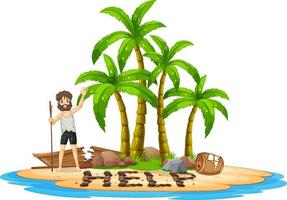 A man on deserted island isolated vector