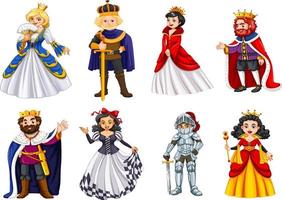 Set of royal cartoon characters vector