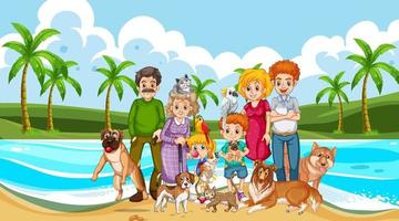 Happy family at the beach vector