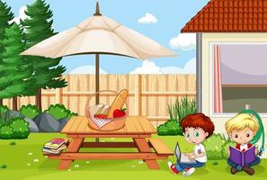 Scene with children in the park vector