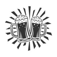 ilustración de vaso de cerveza en blanco y negro vector