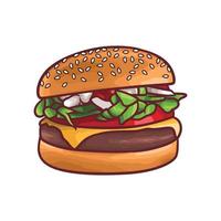 dibujado a mano ilustración de hamburguesa grande vector