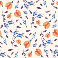 Abstract Floral Seamless Pattern With Leaves vector