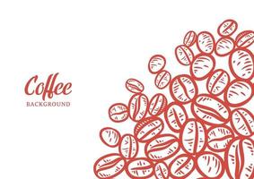 Hand drawn background with coffee beans vector