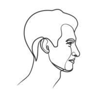 Continuous line art drawing of man face. Hand drawn minimalist style vector