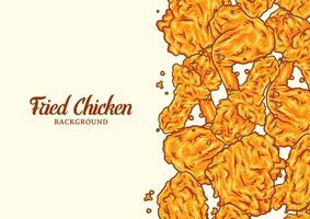 Crispy fried chicken background template vector