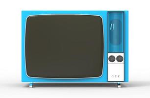 isolated blue tv analog old 3d illustration white background photo