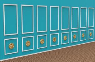 background wall blue interior vintage style 3d illustration photo